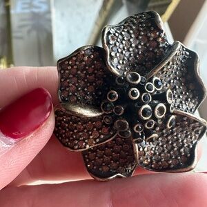 Ann Taylor Bronze Textured Flower Brooch